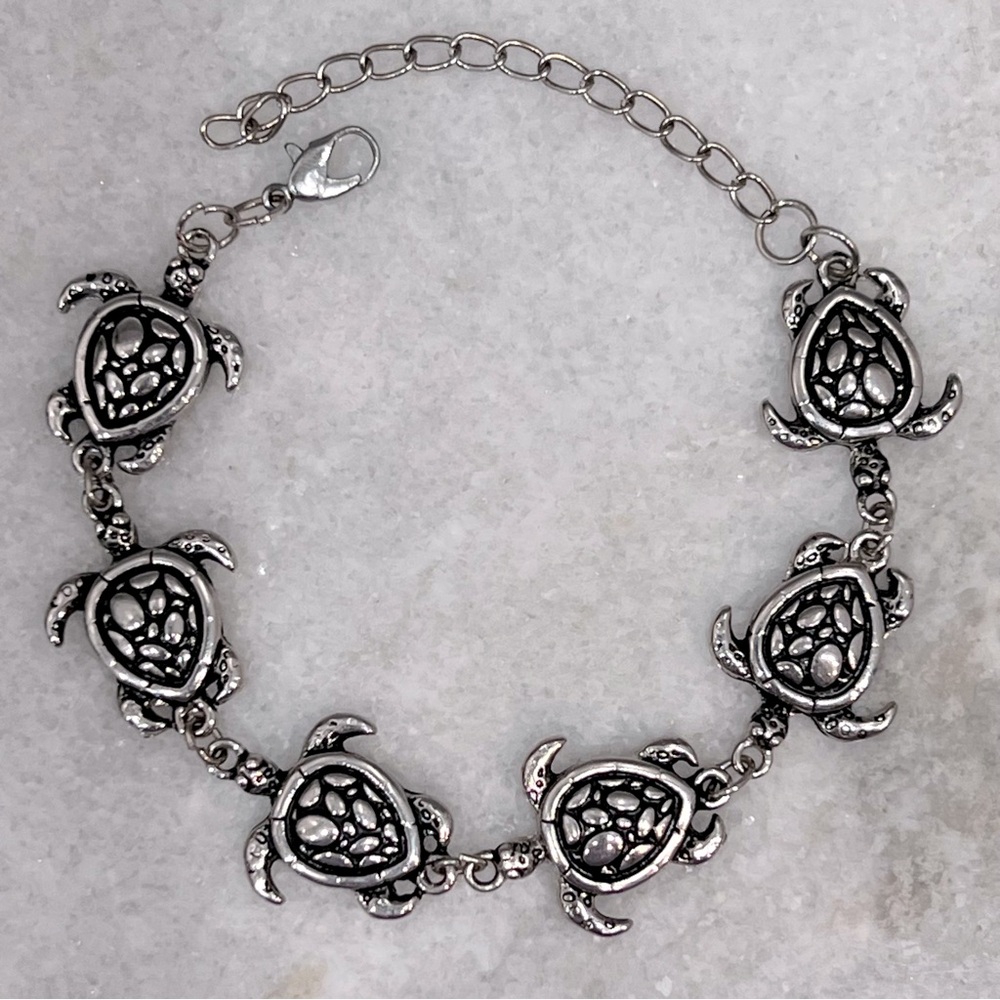 Silver Turtle Charm Bracelet